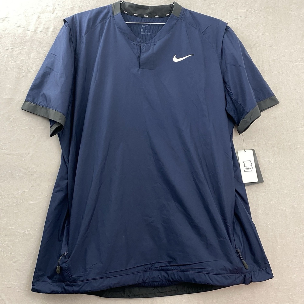 Nike Baseball Batting Cage Wind Shirt Game Jersey Size Large Blue BQ3237